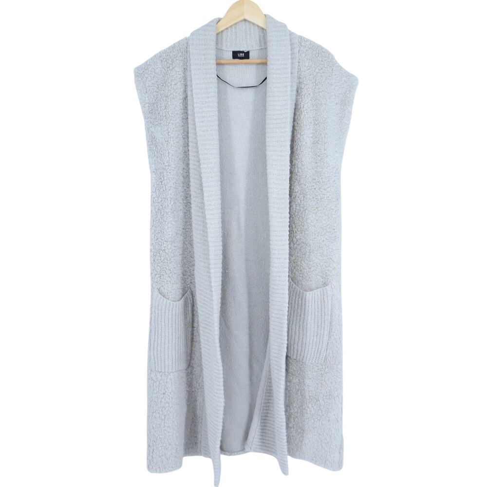 LINE The Label Longline Cardigan Ash Feather Sleeveless Sweater Vest Women's S